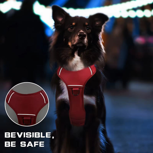 Heat-resistant Dog Harness, Adjustable No-pull & Reflective Vest With Dual Handles For Large Dogs